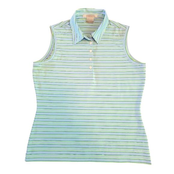 EC NIKE GOLF SLEEVELESS STRIPE POLO FIT DRY SZ. M - Picture 1 of 5